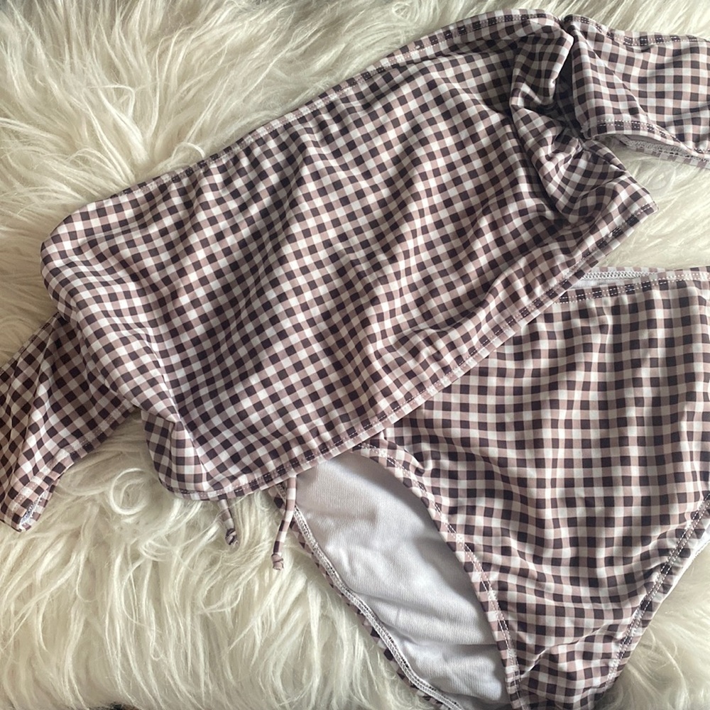 Charlotte Russe High-waisted Off-the-Shoulder Gingham Bikini Set